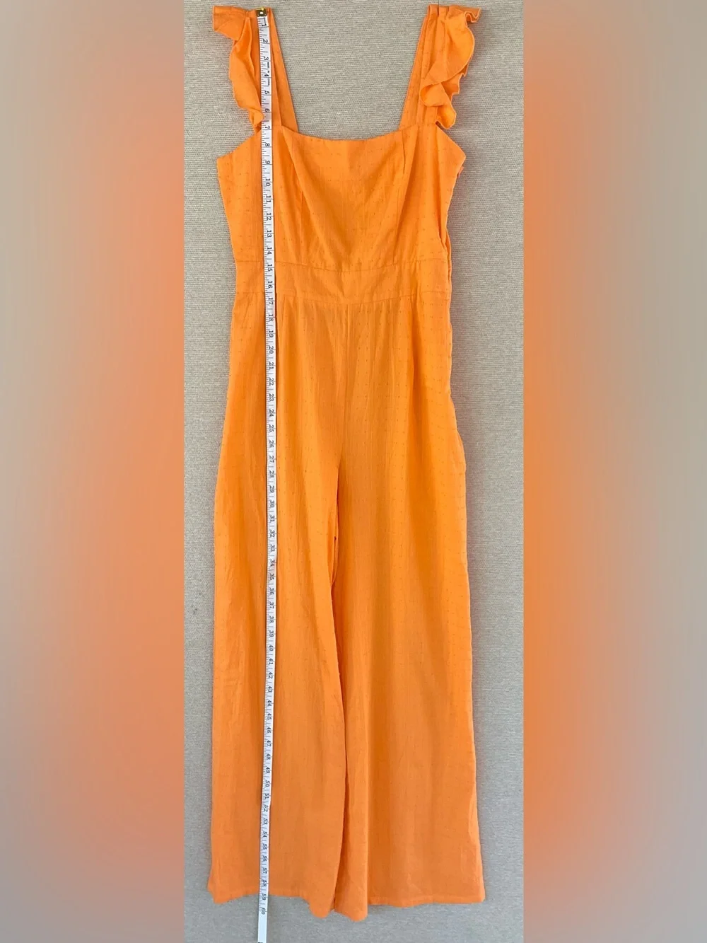 Nasty Gal Bright Orange Ruffle-Strap Wide-Leg Jumpsuit - Picture 7 of 14